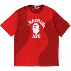 Men Bape Cutting College Relaxed Fit Tee Cut And Sewn Red USA | MC2867987