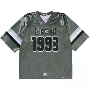 Men Bape Football Jersey Cut And Sewn Grey USA | BJ5954494