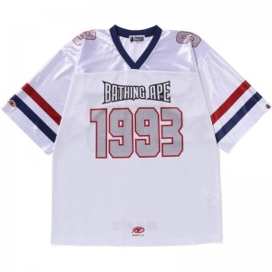 Men Bape Football Jersey Cut And Sewn White USA | SC9113513