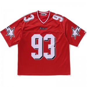 Men Bape Football Relaxed Fit Tee Cut And Sewn Red USA | OZ7943793