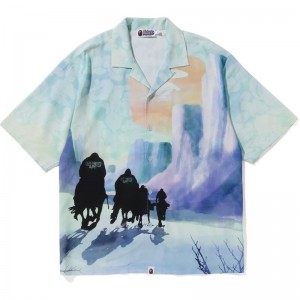 Men Bape Forbidden Zone Hawaiian Shirt Shirts Multicolor USA | AO3904294