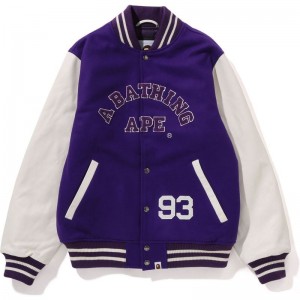 Men Bape Giant Ape Head Varsity Jacket Jackets Purple USA | NB4202722