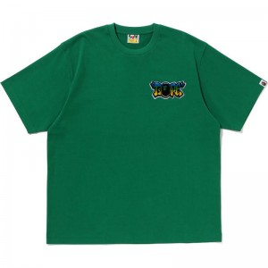 Men Bape Graffiti Brush Applique Tee Cut And Sewn Green USA | YM0423143