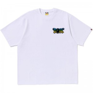 Men Bape Graffiti Brush Applique Tee Cut And Sewn White USA | RT4134014