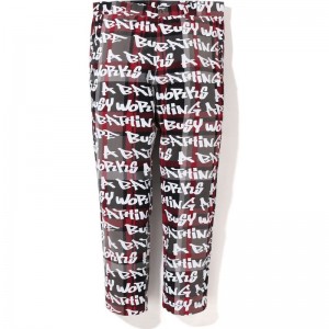 Men Bape Graffiti Check One Point Relaxed Fit Pants Pants Black USA | GV5666166