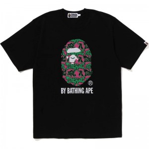 Men Bape Graffiti Pattern By Bathing Ape Tee Cut And Sewn Black USA | TO7867487