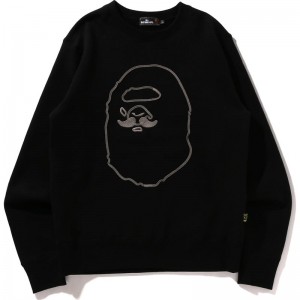 Men Bape Hand Draw Ape Head Crewneck Sweatshirts Black USA | WG9411141