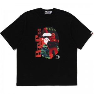 Men Bape Head Graphic Tee Cut And Sewn Black USA | LR4373533