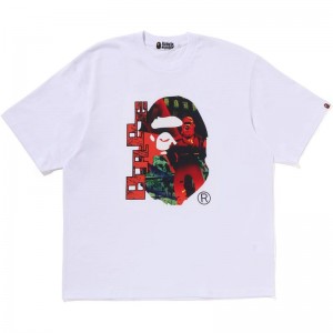 Men Bape Head Graphic Tee Cut And Sewn White USA | MF3781671