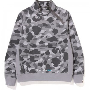 Men Bape Honeycomb Camo Side Zip Crewneck Sweatshirts Grey USA | OG8391431