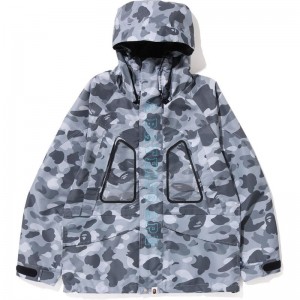 Men Bape Honeycomb Camo Snowboard Jacket Jackets Grey USA | FL1351631