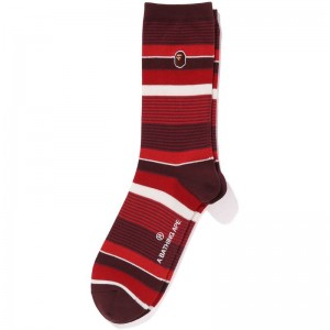 Men Bape Hoop Socks Socks Red USA | LJ1858888