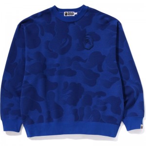 Men Bape Ink Camo Ape Head Badge Crewneck Sweatshirts Blue USA | PR7326636