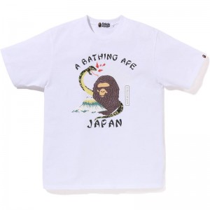 Men Bape Japanese Culture Tee Cut And Sewn White USA | WY9408048