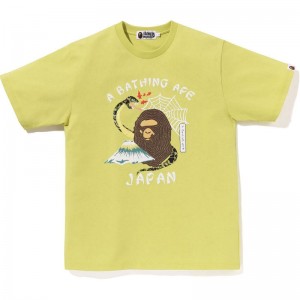 Men Bape Japanese Culture Tee Cut And Sewn Yellow USA | GM6949699