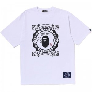 Men Bape Japanese Motif Relaxed Fit Tee Cut And Sewn White USA | BB6883683