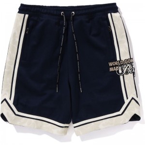 Men Bape Jersey Track Shorts Shorts Navy USA | JQ4638468