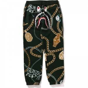 Men Bape Jewels Shark Sweat Pants Pants Green USA | EY8340430