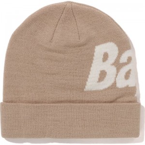 Men Bape Knit Cap Caps Beige USA | ZJ4023503