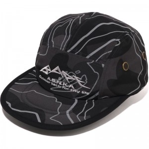 Men Bape Layered Line Camo Jet Cap Caps Black USA | WI2122812