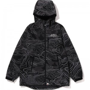 Men Bape Layered Line Camo Shell Jacket Jackets Black USA | LQ6855085