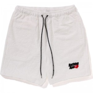 Men Bape Line Camo Debossed Sweat Shorts Shorts White USA | AF4705375