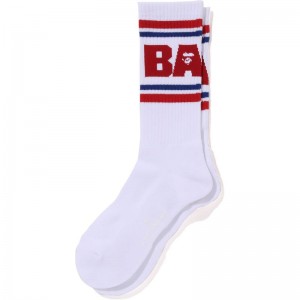 Men Bape Line Socks Socks Red USA | BC0402242