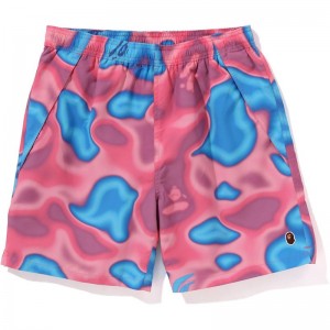 Men Bape Liquid Camo One Point Beach Shorts Shorts Pink USA | XS3791771