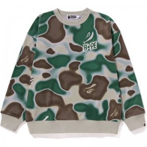 Men Bape Liquid Camo Sta Relaxed Fit Crewneck Sweat Sweatshirts Olivedrab USA | RR1645965