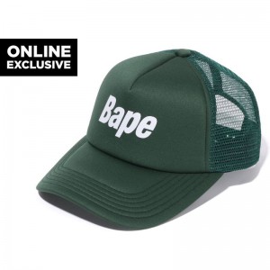 Men Bape Logo Mesh Cap Bapec Caps Green USA | VB9214724