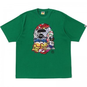 Men Bape Lux Sport Ape Head Oversized Tee Cut And Sewn Green USA | GX1021101