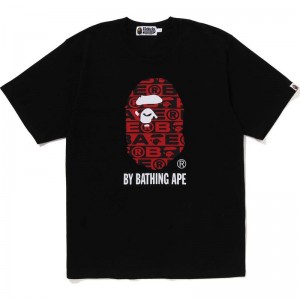 Men Bape Lux Sport Pattern By Bathing Ape Tee Cut And Sewn Black USA | TF1518758