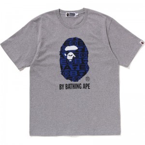 Men Bape Lux Sport Pattern By Bathing Ape Tee Cut And Sewn Grey USA | DJ4866286