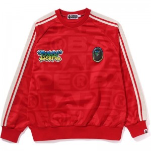 Men Bape Lux Sport Pattern Jacquard Crewneck Sweatshirts Red USA | OR3137417