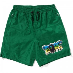 Men Bape Lux Sport Pattern Jacquard Nylon Shorts Shorts Green USA | FQ7558958