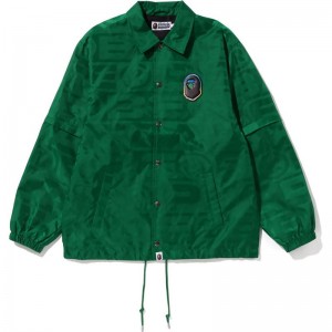 Men Bape Lux Sport Pattern Jaquard Detachable Coach Jacket Jackets Green USA | AR6230320