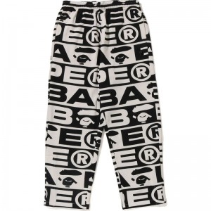 Men Bape Lux Sport Pattern Oversized Sweat Pants Pants White USA | GP7876486