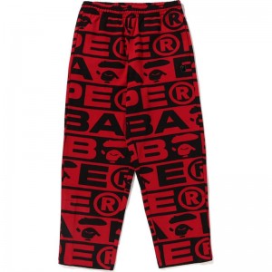 Men Bape Lux Sport Pattern Oversized Sweat Pants Pants Red USA | XY9454944