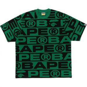 Men Bape Lux Sport Pattern Oversized Tee Cut And Sewn Green USA | SD9985195