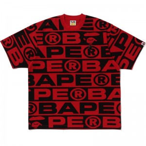 Men Bape Lux Sport Pattern Oversized Tee Cut And Sewn Red USA | KT4565955