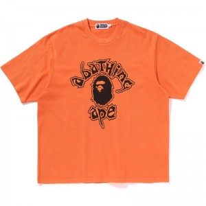 Men Bape Mad College Garment Dyed Relaxed Fit Tee Cut And Sewn Orange USA | OF1679469