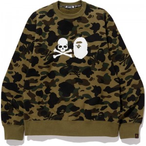 Men Bape Mm Crewneck #1 Sweatshirts Green USA | TQ6026406