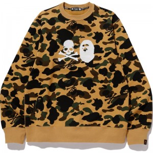 Men Bape Mm Crewneck #1 Sweatshirts Yellow USA | IA8051401