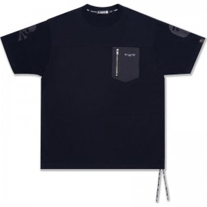 Men Bape Mm Relaxed Pocket Tee Cut And Sewn Black USA | XF1338838