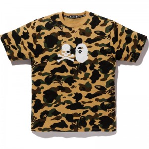 Men Bape Mm Tee #1 Cut And Sewn Yellow USA | AW8508658