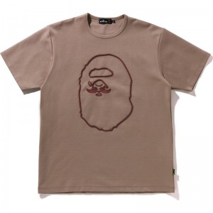 Men Bape Mr. Bathing Ape Embroidery Tee Cut And Sewn Pink USA | AU1792172