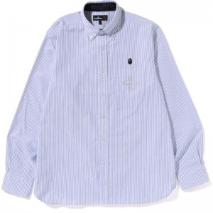 Men Bape Mr. Bathing Ape Oxford Stripe Bd Shirt Shirts Sax USA | ZO6945495