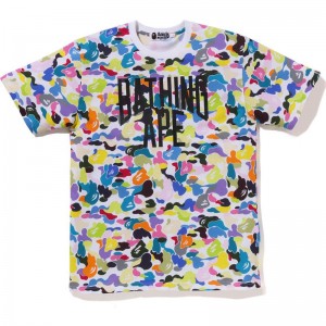 Men Bape Multi Camo Nyc Logo Tee Cut And Sewn White USA | AH5918998