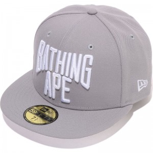 Men Bape Nyc Logo New Era 59fifty Cap Caps Gray USA | TB6053803