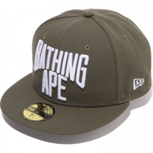 Men Bape Nyc Logo New Era 59fifty Cap Caps Olivedrab USA | SH8406546